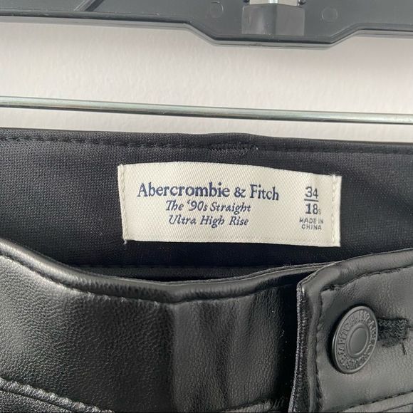 Abercrombie & Fitch 90's Straight Vegan Faux Leather Pants 34 - Picture 5 of 8